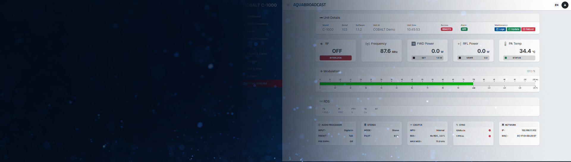 Interfaccia web di controllo COBALT